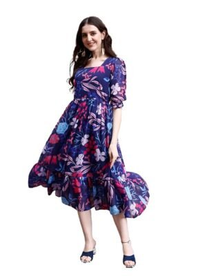 Georgette Floral Printed Western Gown