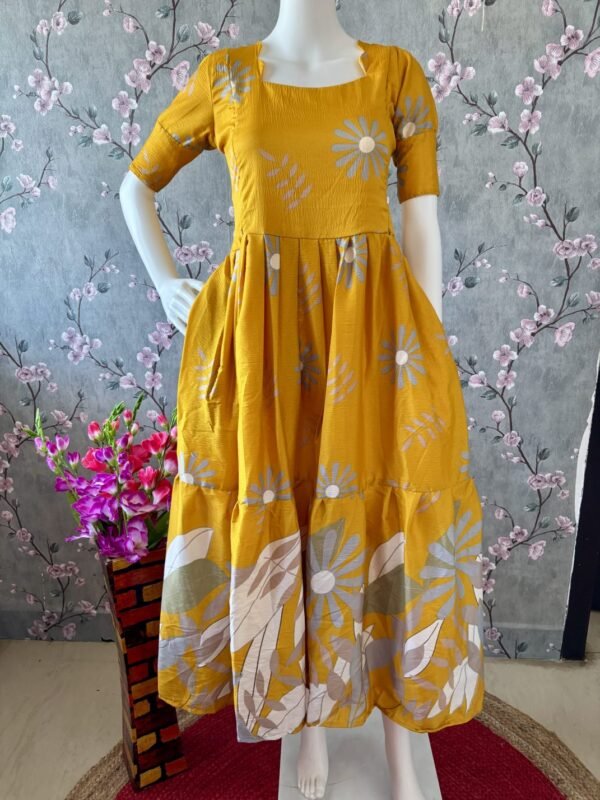 Delta Crepe Mustard Maxi Printed