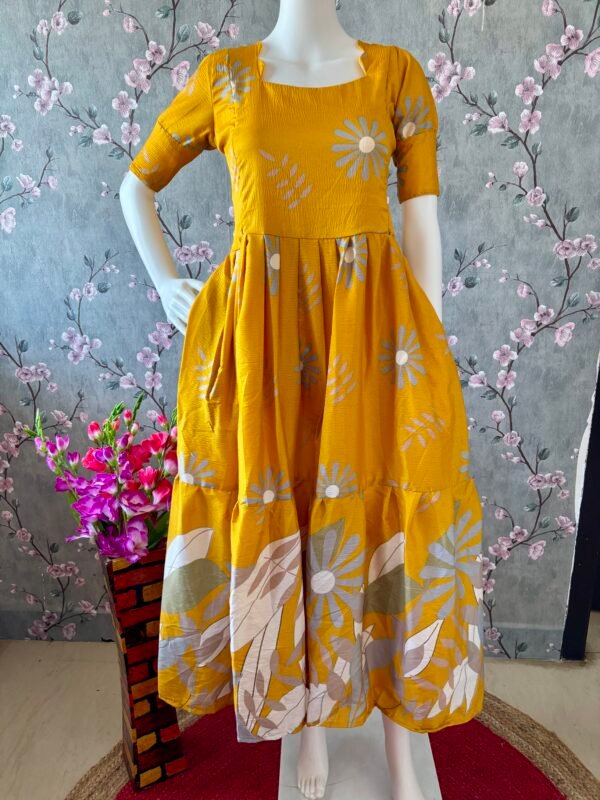 Mustard delta crepe maxi