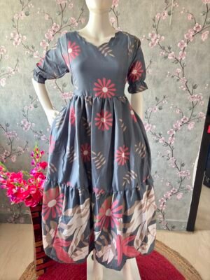 Grey delta crepe maxi