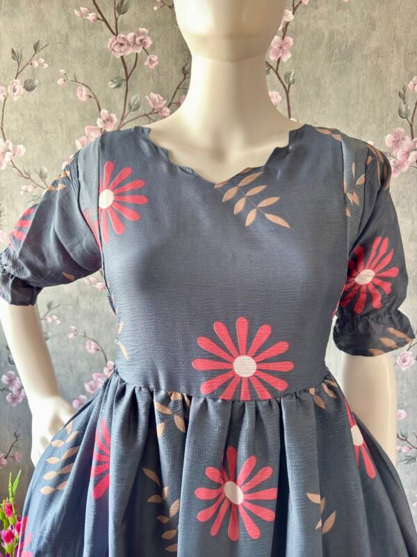 Grey delta crepe maxi