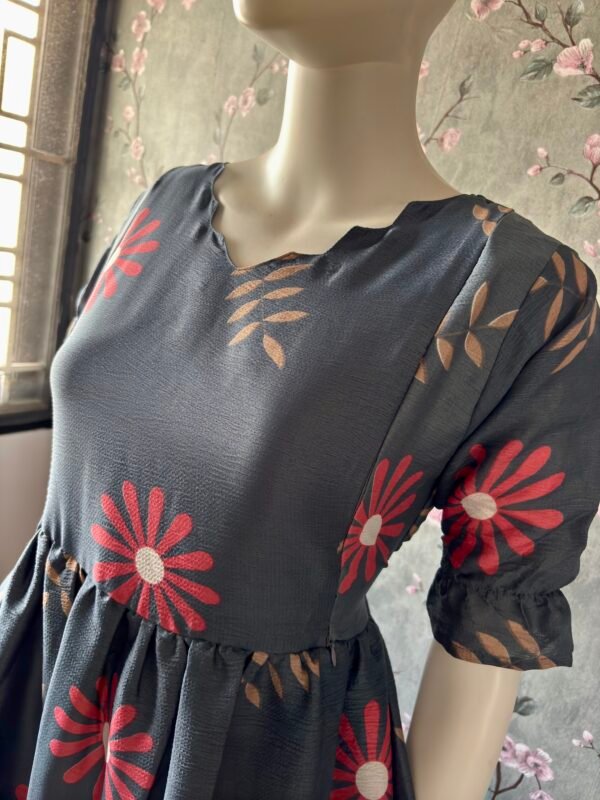 Grey delta crepe maxi