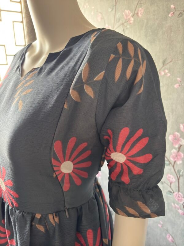 Grey delta crepe maxi
