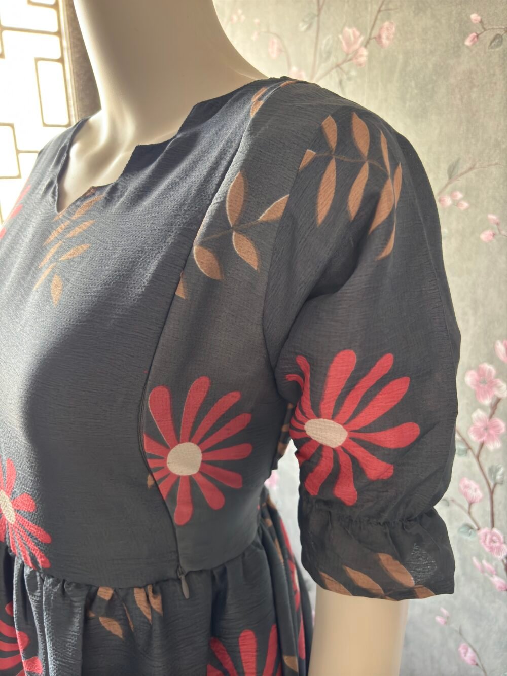 Grey delta crepe maxi