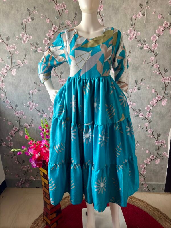 Sky blue delta crepe maxi