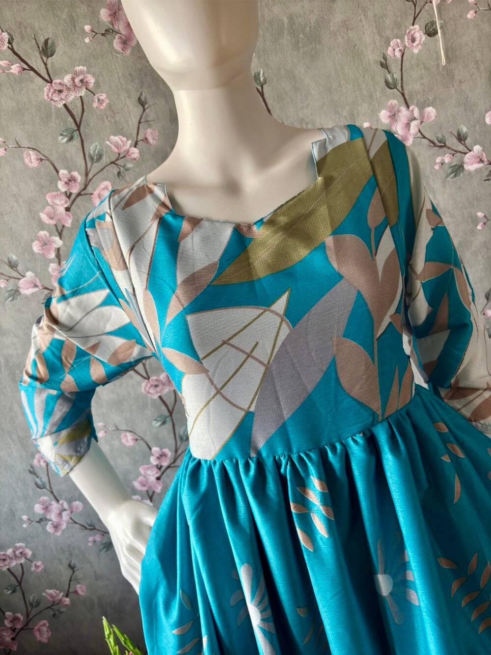 Sky blue delta crepe maxi