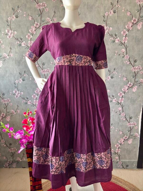 Wine raw silk cotton maxi