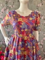 Purple floral hakoba cotton maxi