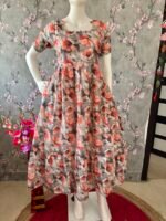 Grey floral hakoba cotton maxi