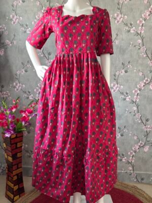 Magenta floral cotton maxi