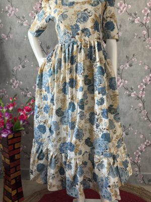 White floral cotton maxi