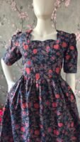 Navy blue floral cotton maxi