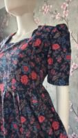 Navy blue floral cotton maxi