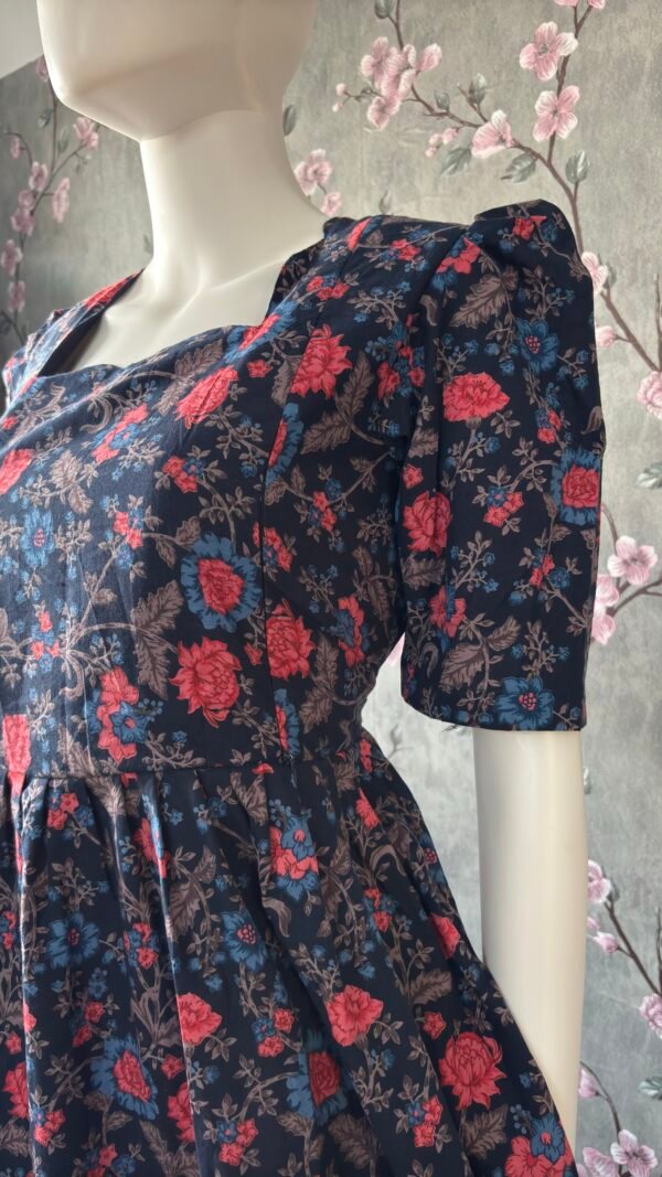 Navy blue floral cotton maxi