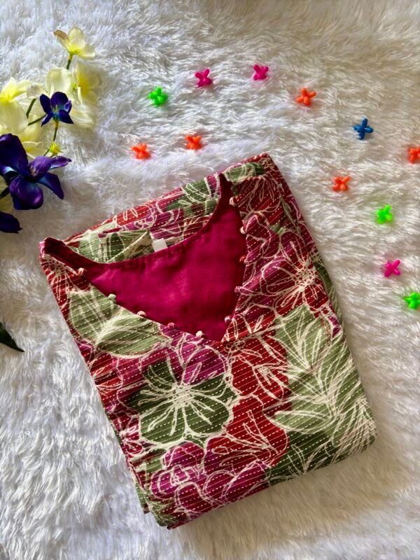 Multi color kantha cotton maxi