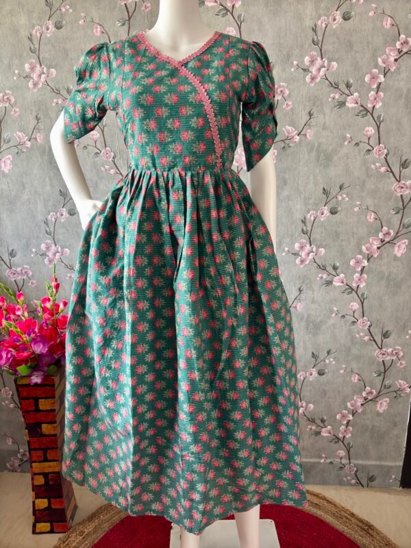 Teal kantha cotton maxi