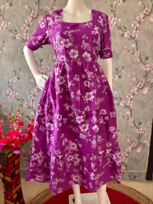 Violet Kantha cotton maxi