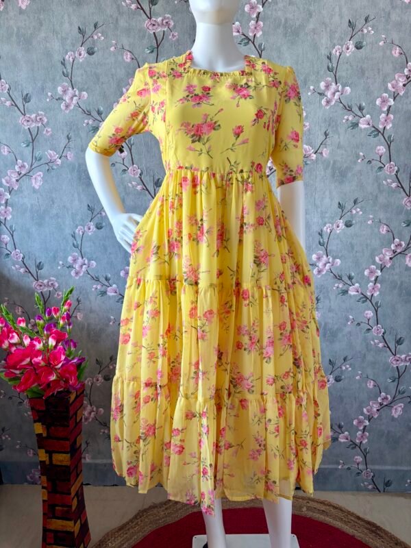 Yellow gergette floral maxi