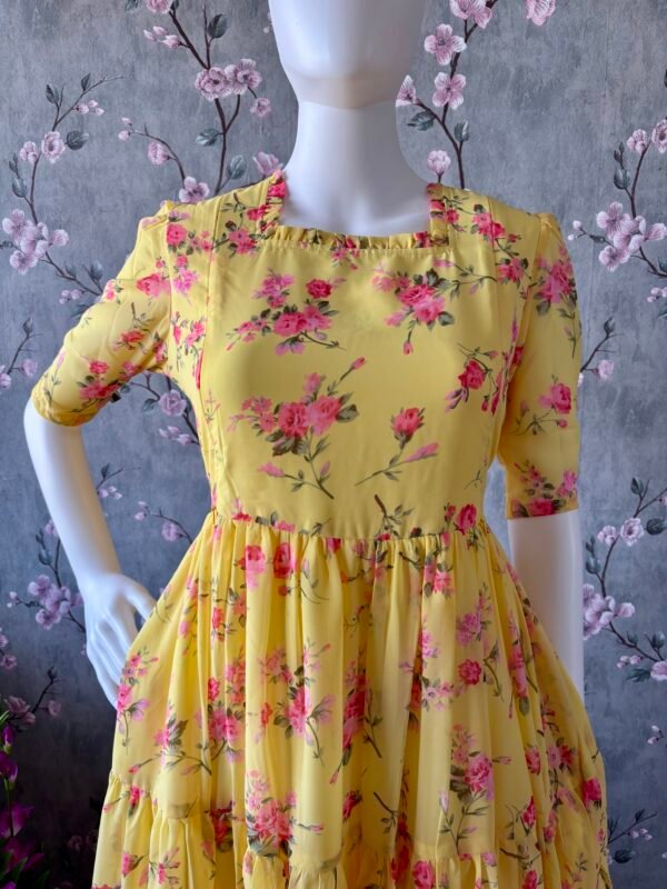 Yellow gergette floral maxi