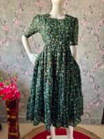 Green Floral gergette maxi