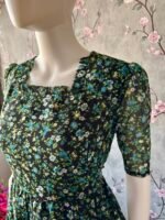 Green Floral gergette maxi