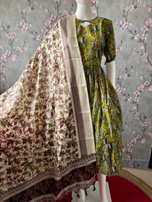 Brown floral dupatta