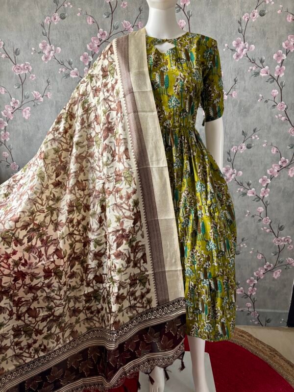 Brown floral dupatta