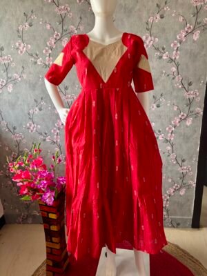 Red handloom cotton maxi