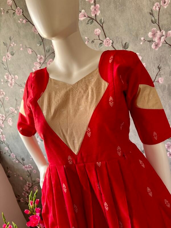 Red handloom cotton maxi