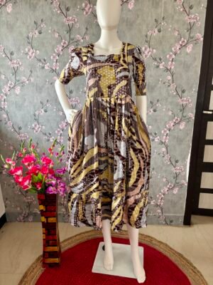 Brown delta crepe maxi