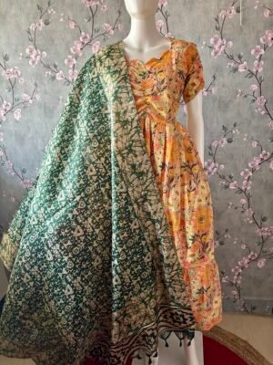Green kalamkari design dupatta
