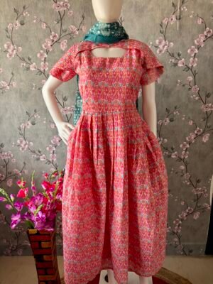 Pink hakoba cotton maxi