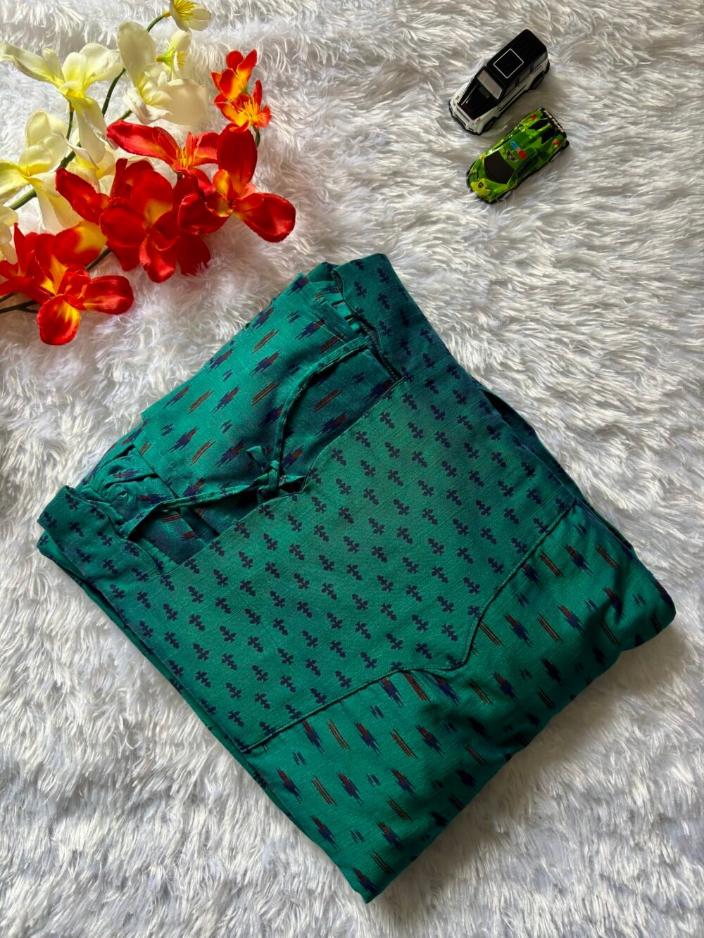 Teal printed cotton maxi
