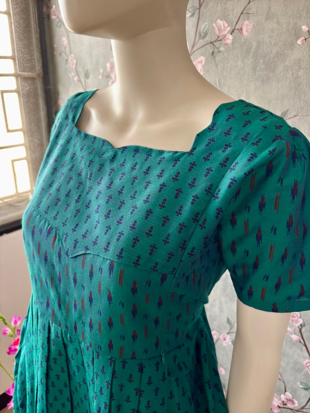 Teal printed cotton maxi