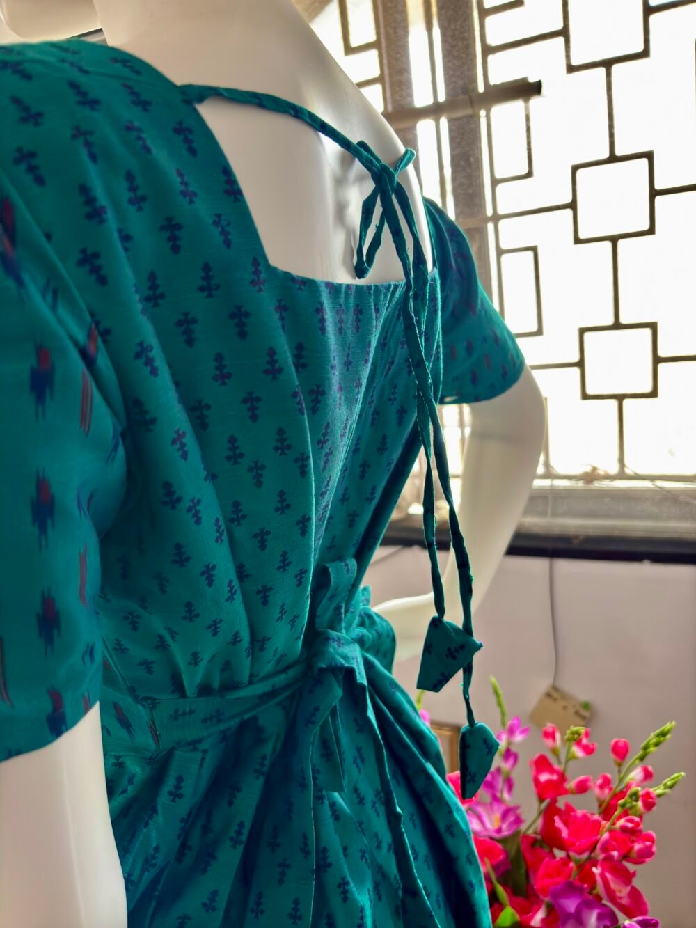 Teal printed cotton maxi