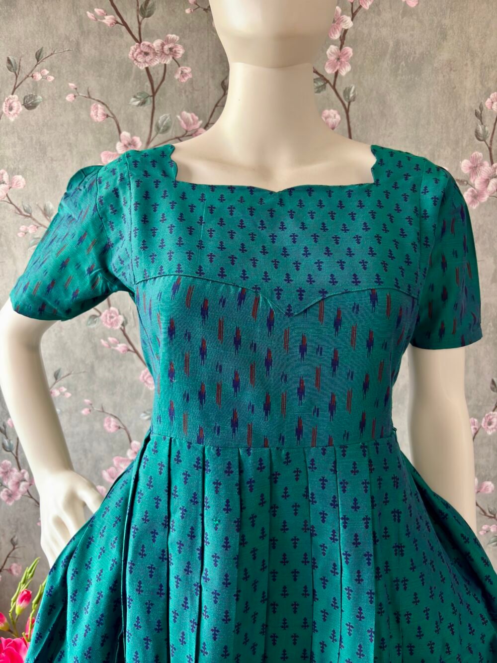 Teal printed cotton maxi