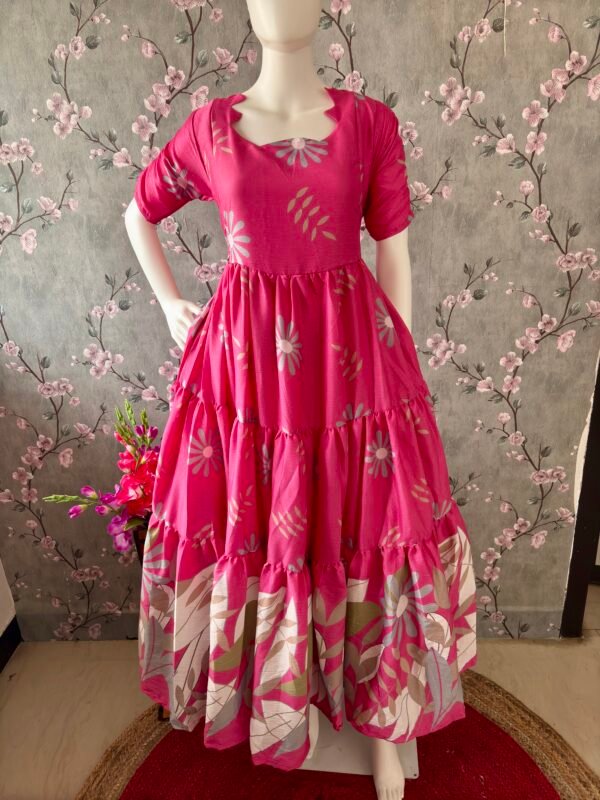 Pink delta crepe maxi