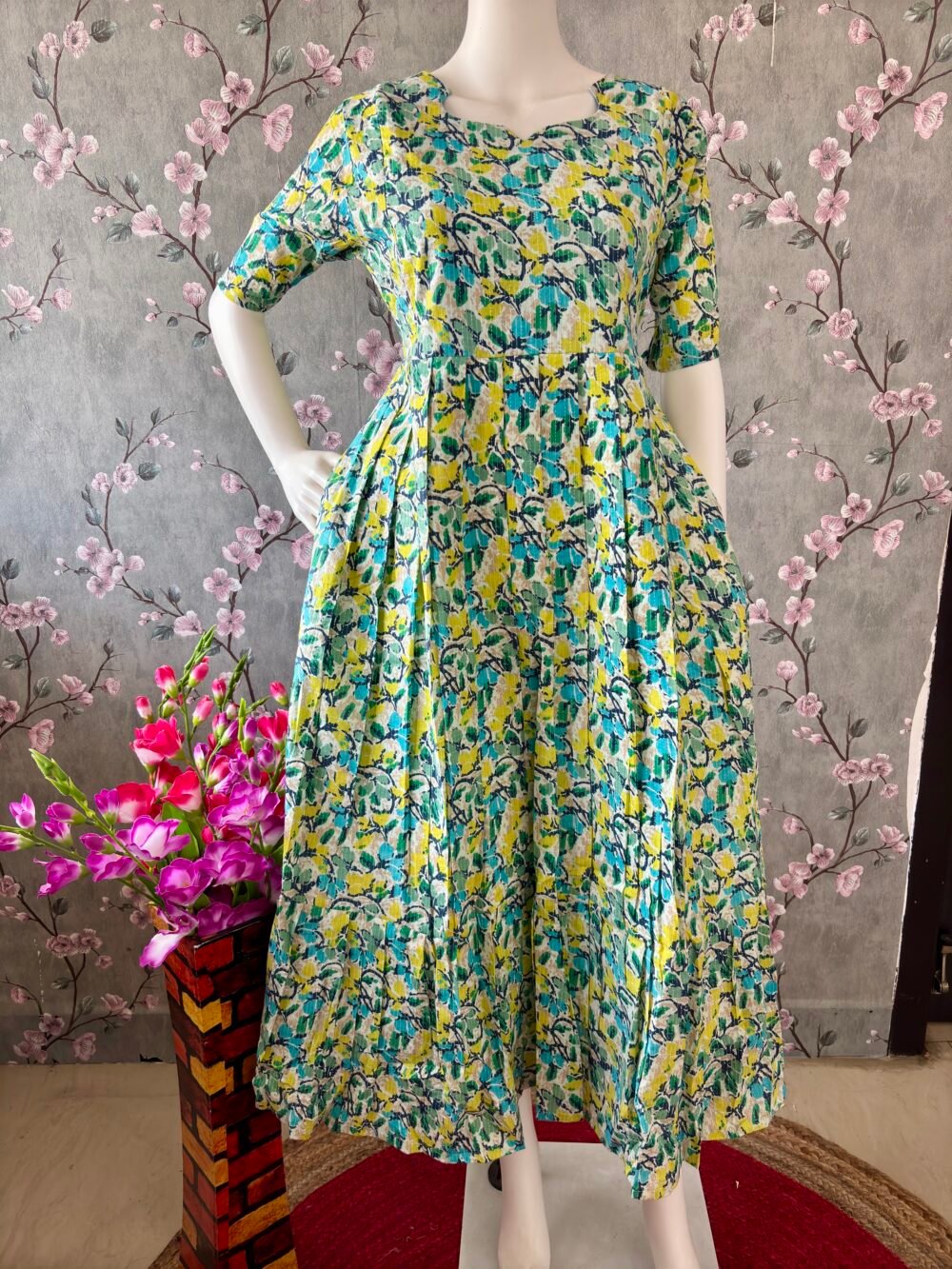 Kantha cotton multicolour maxi