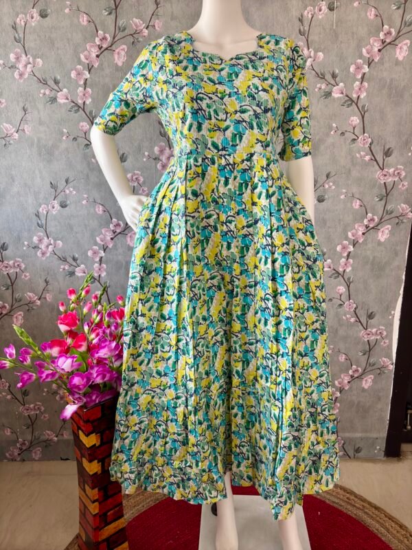 Kantha cotton multicolour maxi