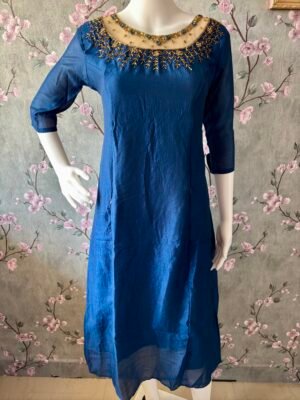 Jewel neck handwork kurti