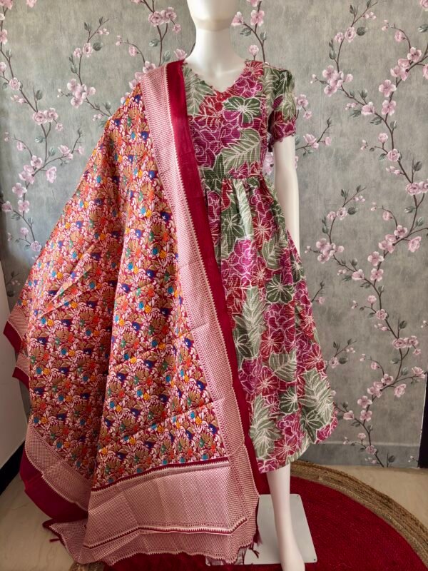 Red floral design dupatta