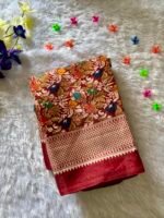 Red floral design dupatta
