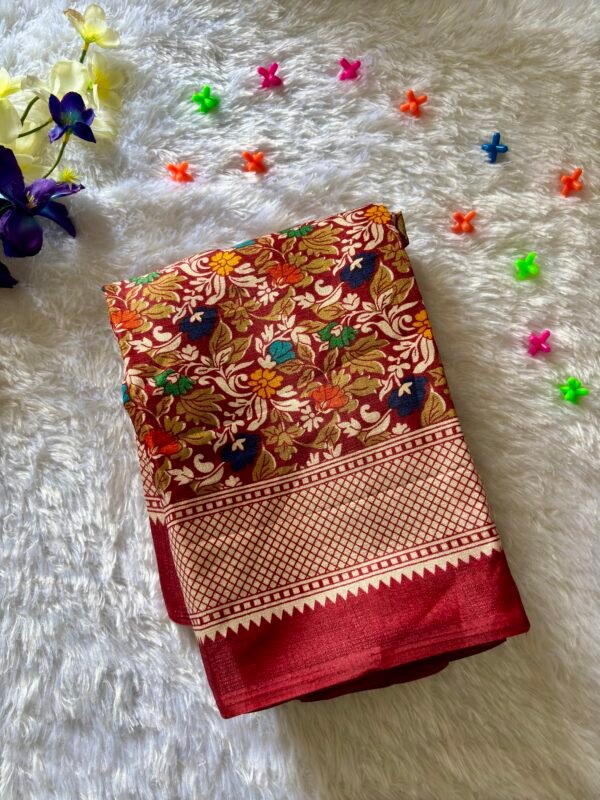 Red floral design dupatta