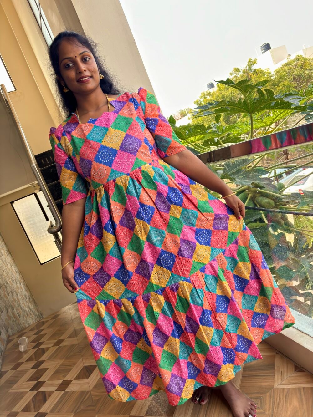 Multicolour hakoba cotton maxi