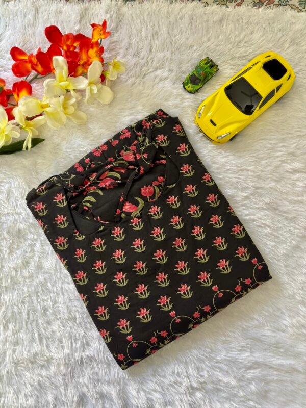 Black mini blossom cotton printed maxi