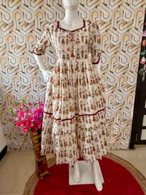 Multi doll half white maxi