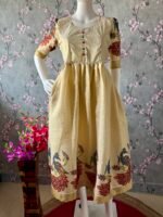 Vishu special Kerala tissue peacock printed maxi
