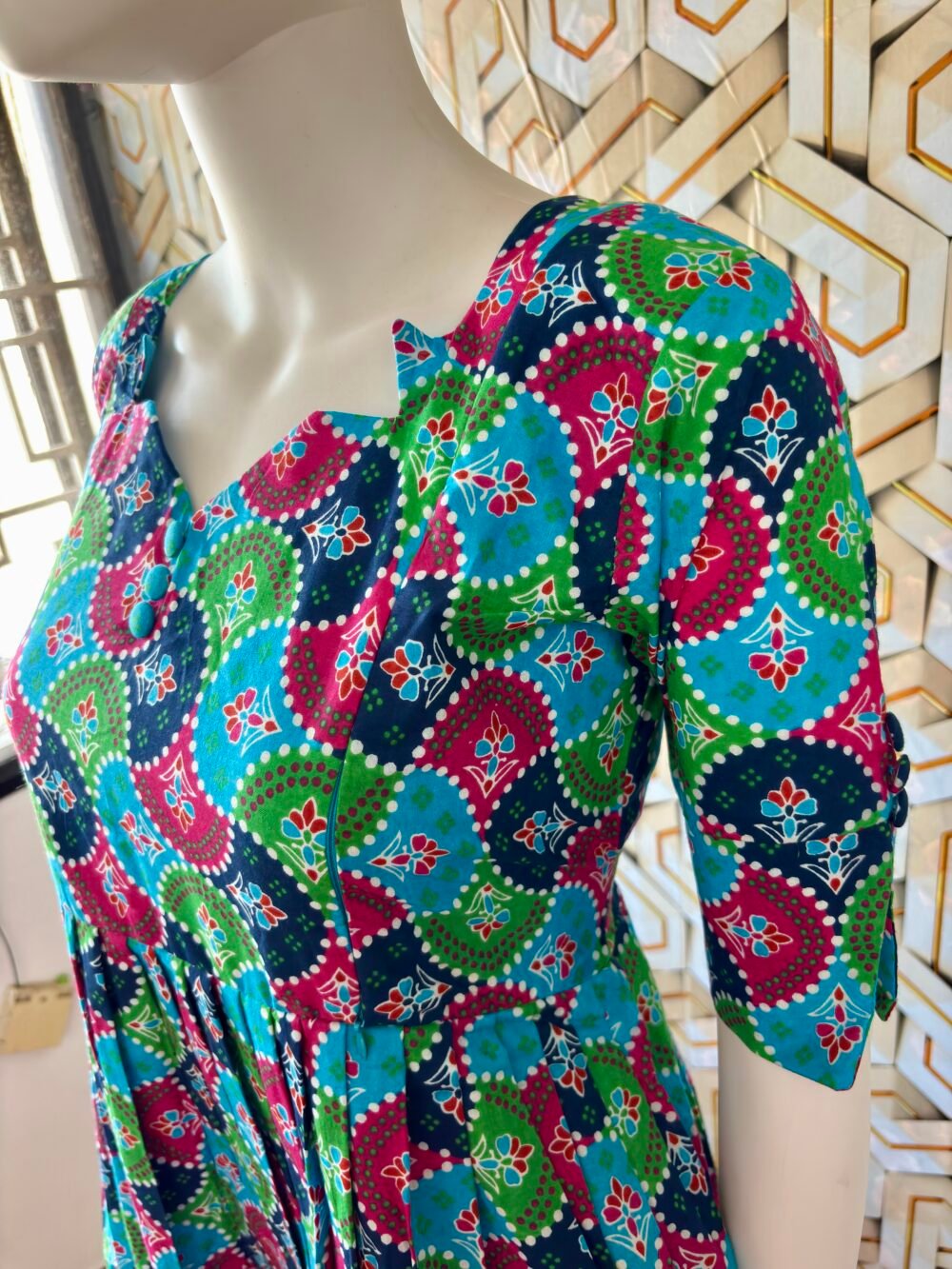 Multicolour cotton printed maxi