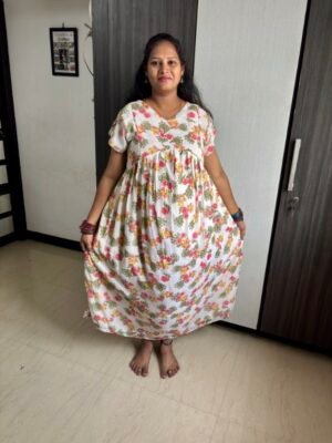 White floral aliyacut gergette maxi