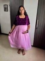 Wine and pink partywear maxi